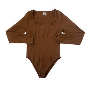 OQQ Brown Long Sleeve Compression Bodysuit Womens Size L